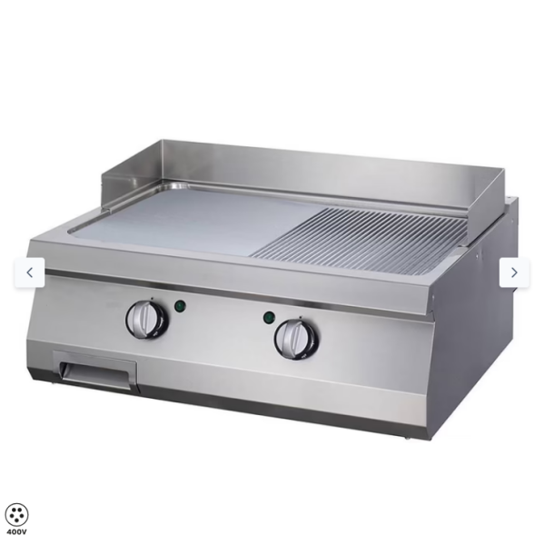  Πιάτο ψησίματος βαρέως τύπου - Χρώμιο με μισή αυλάκωση - Διπλό - 70 cm βάθος - Ηλεκτρικό